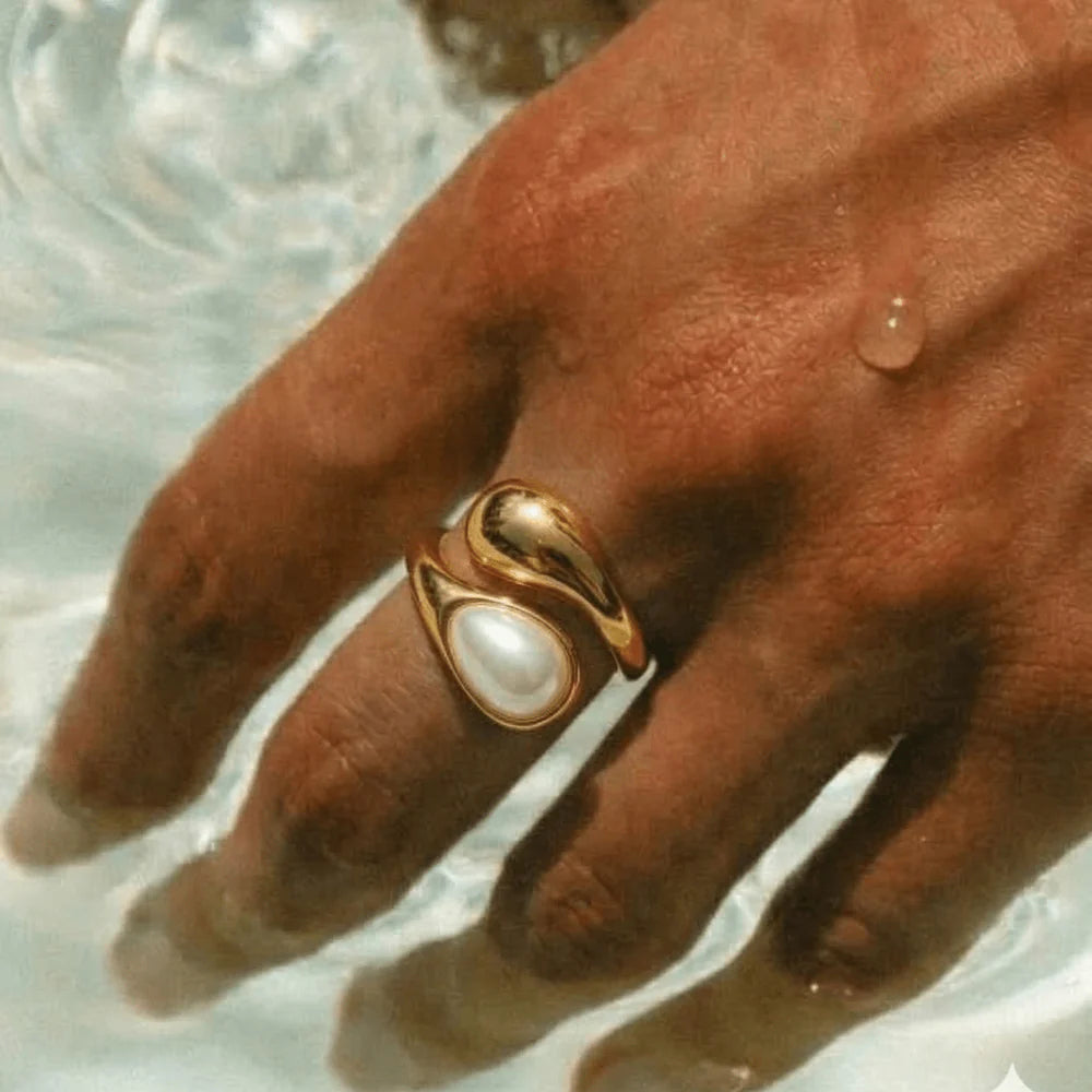 Anel 18k – Gota e Pérola