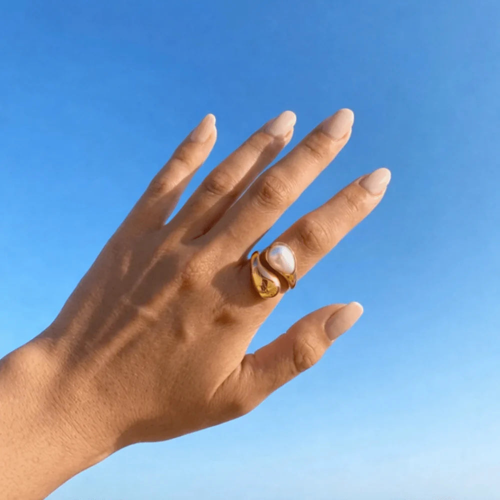 Anel 18k – Gota e Pérola
