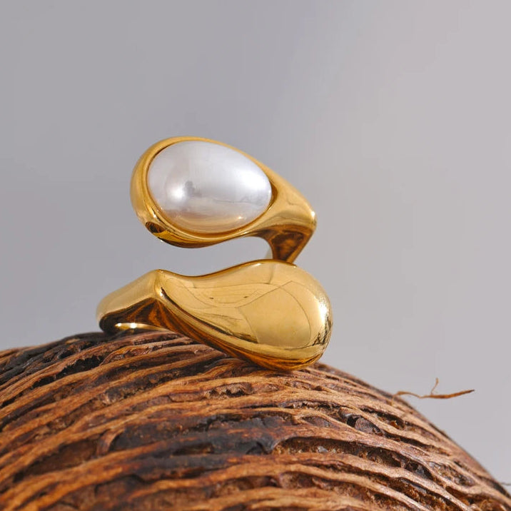 Anel 18k – Gota e Pérola